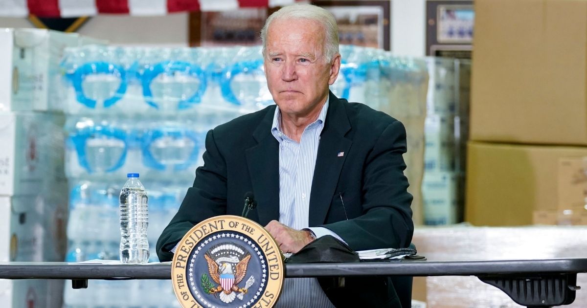 President Joe Biden listens during a briefing on Hurricane Ida on Tuesday in Hillsborough Township, New Jersey.