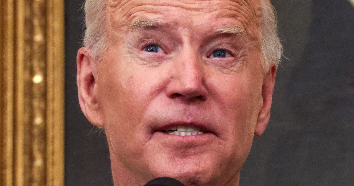 President Joe Biden speaks in the State Dining Room of the White House in Washington on Thursday.