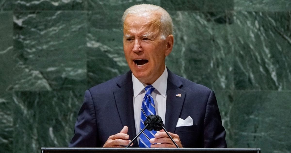 President Joe Biden addresses the 76th Session of the U.N. General Assembly on Tuesday in New York City.