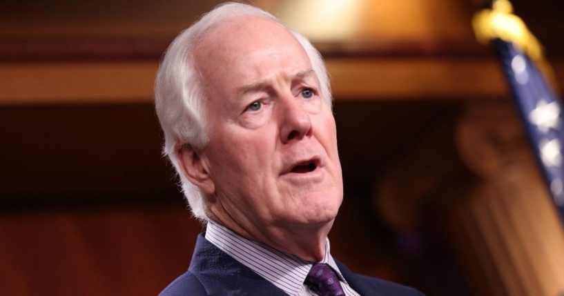 Republican Sen. John Cornyn of Texas speaks on a proposed Democratic tax plan at the U.S. Capitol on Aug. 4, 2021.