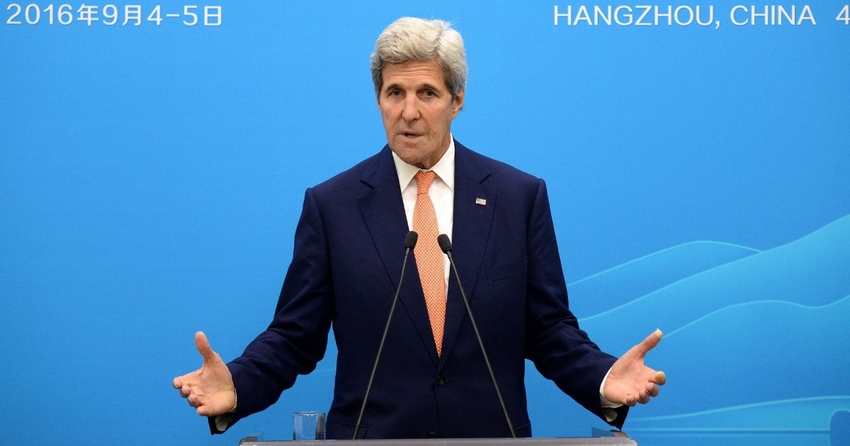 Then-Secretary of State John Kerry speaks at a news conference during the 11th G20 Leaders Summit on Sept. 4, 2016, in Hangzhou, China.