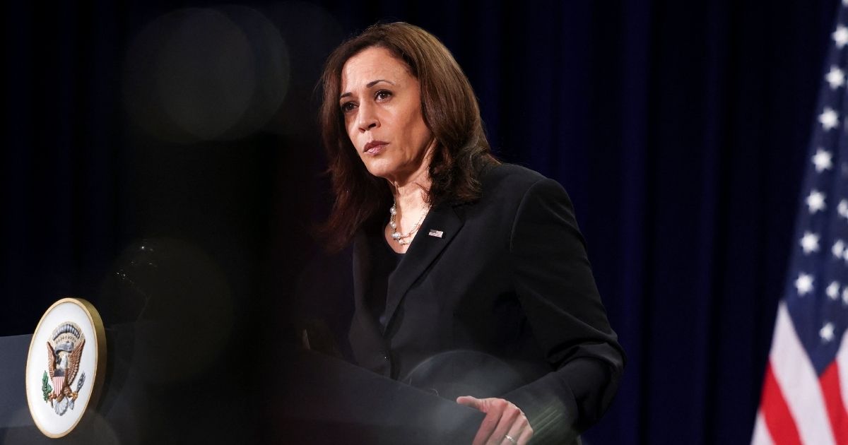 Vice President Kamala Harris holds a news conference in Hanoi, Vietnam, on August 26, 2021.