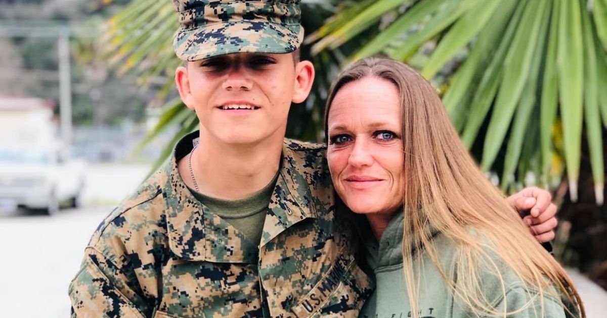 Shana Chappell, right, is pictured with her son, Marine Lance Cpl. Kareem Nikoui, who was killed during a suicide bombing in Kabul, Afghanistan.