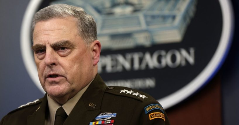 Army Gen. Mark Milley, chairman of the Joint Chiefs of Staff, speaks at a Pentagon briefing on Aug. 18, 2021.