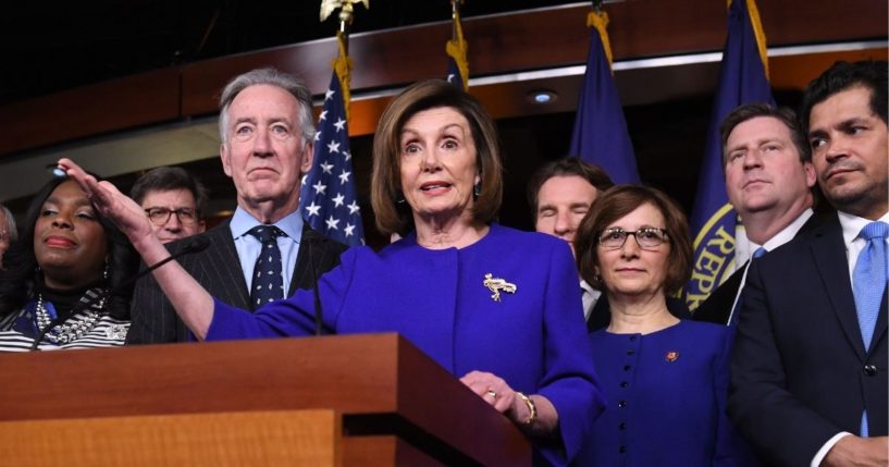 Speaker of the House Nancy Pelosi and House Ways and Means Committee Chairman Richard Neal, left, speak at a news conference on Capitol Hill in Washington, D.C., on Dec. 10, 2019.