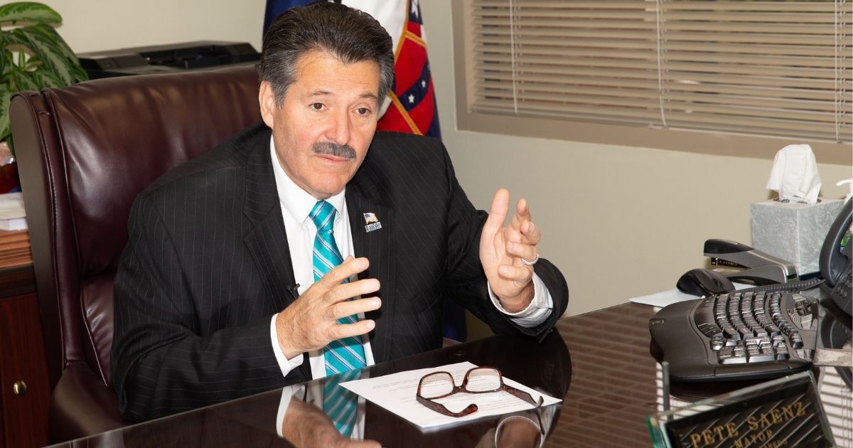 Pete Saenz, mayor of Laredo, Texas, is seen in a file photo from January 14, 2019. Saenz spoke critically this week of the Biden administration's lack of action on the immigration crisis at the nation's southern border.