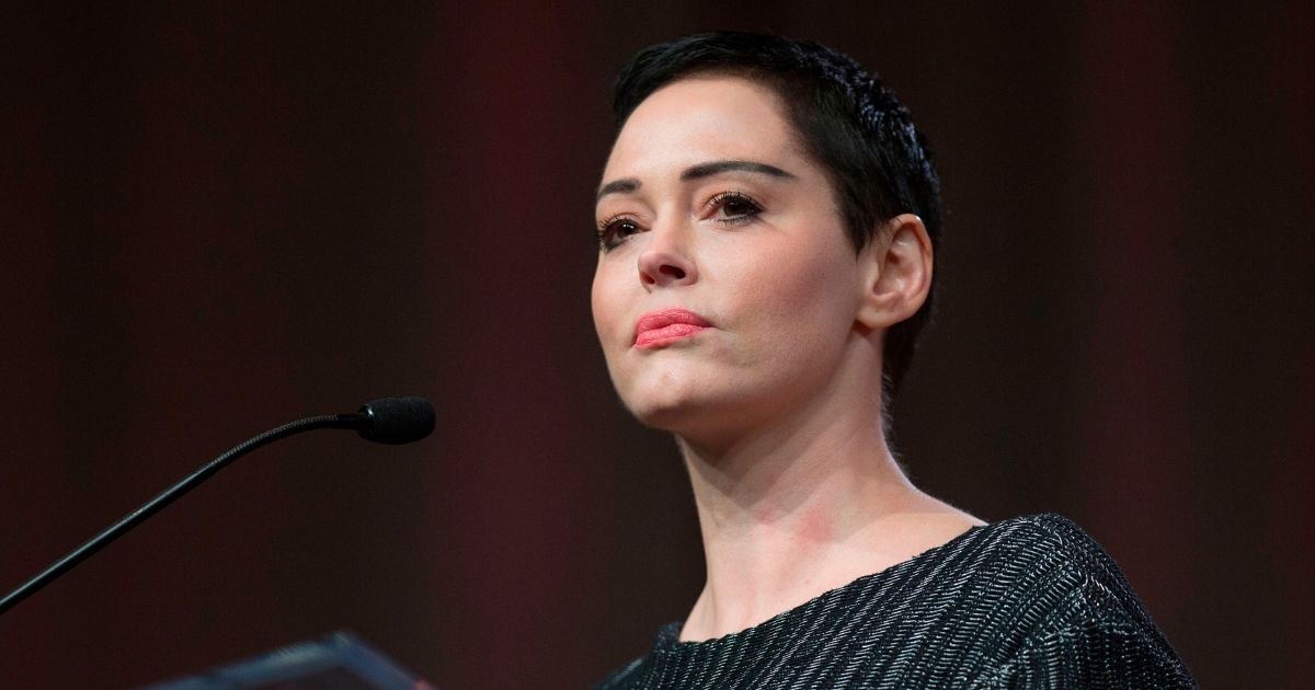 Actress Rose McGowan gives remarks at the Women's Convention in Detroit on Oct. 27, 2017.