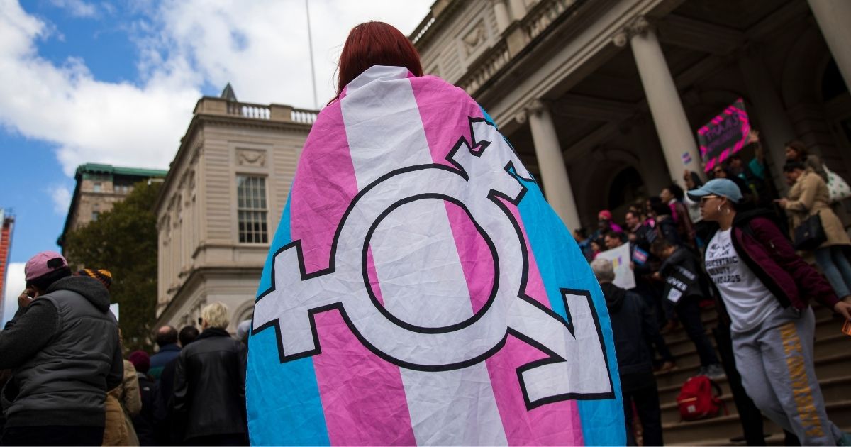 Transgender activists hold a demonstration in front of New York City Hall on Oct. 24, 2018, in New York City.