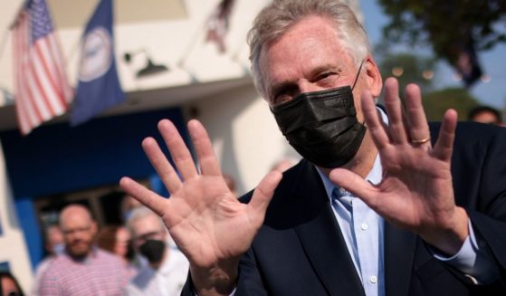 Terry McAuliffe is seen attending an event at the Port City Brewing Company in Alexandria, Virginia, on Aug. 12, 2021.