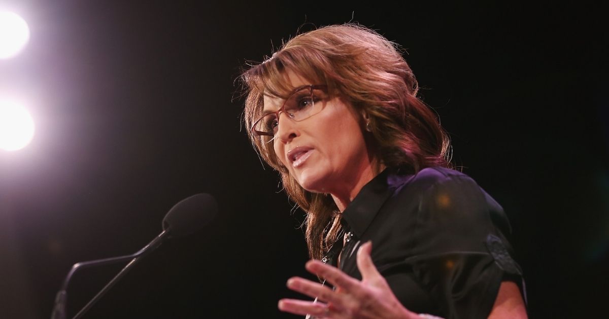 Former Alaska Gov. Sarah Palin, the 2008 GOP candidate for vice president, is pictured in a 2015 file photo from the Iowa Freedom Summit in Des Moines