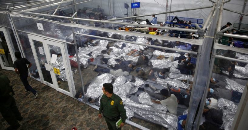 An crowded shelter for minors who've entered the country illegally is pictured in a March file photo.