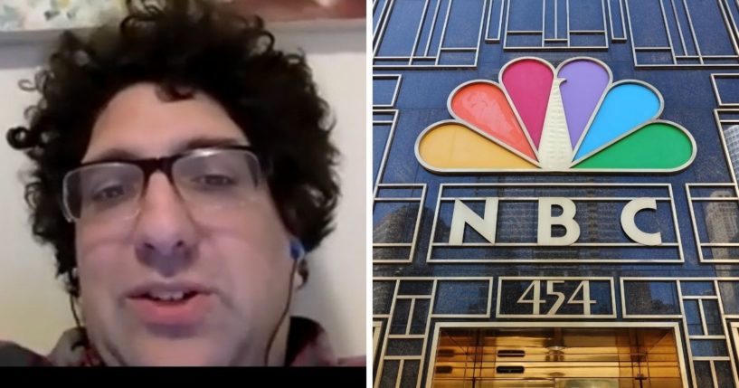 Noah Berlatsky, an NBC contributor, left; and the NBC building in New York, right.