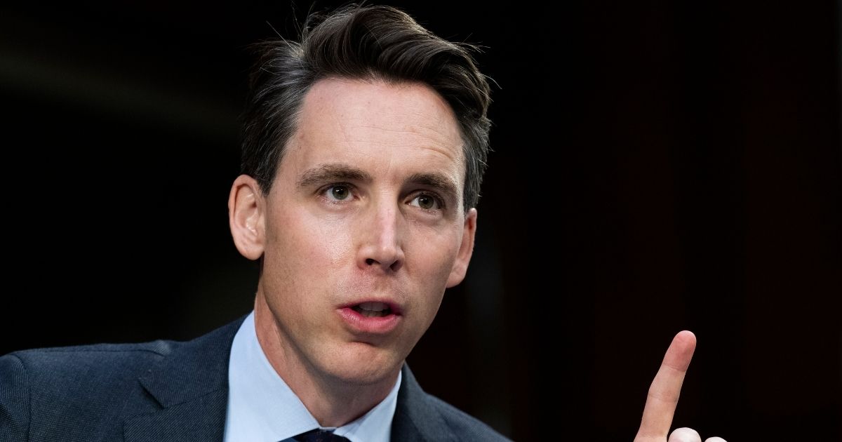 Sen. Josh Hawley is seen speaking during the Senate Judiciary Committee on Capitol Hill in Washington, D.C., on Wednesday.