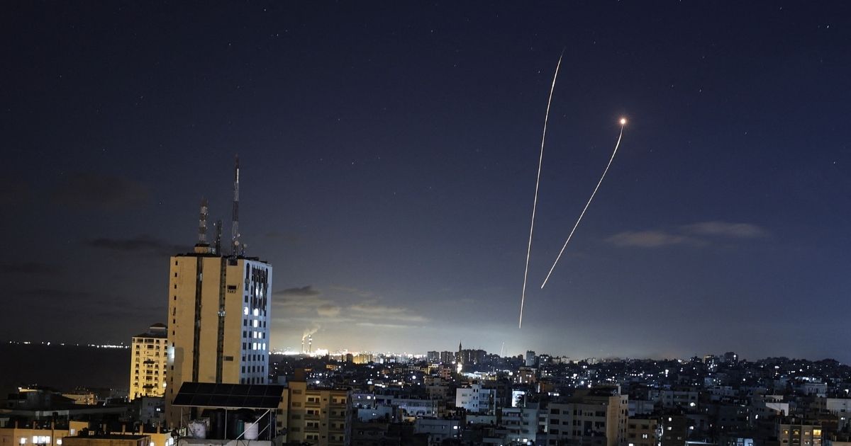 Israel’s Iron Dome defense system intercepts rockets from the Gaza Strip on May, 18.