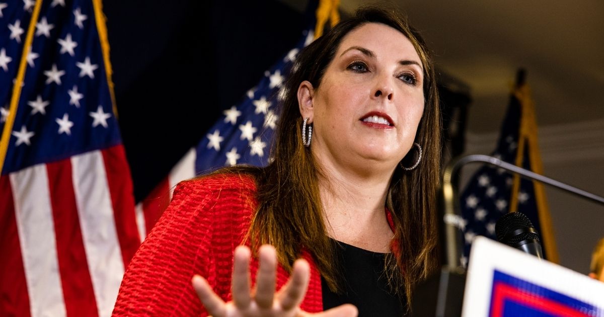 RNC Chairwoman Ronna McDaniel speaks during a press conference at the Republican National Committee headquarters on Nov. 9, 2020, in Washington, D.C.