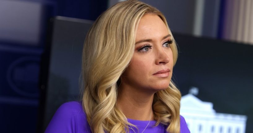Former White House Press Secretary Kayleigh McEnany is seen at a White House briefing at the James Brady Press Briefing Room of the White House on Dec. 15, 2020.