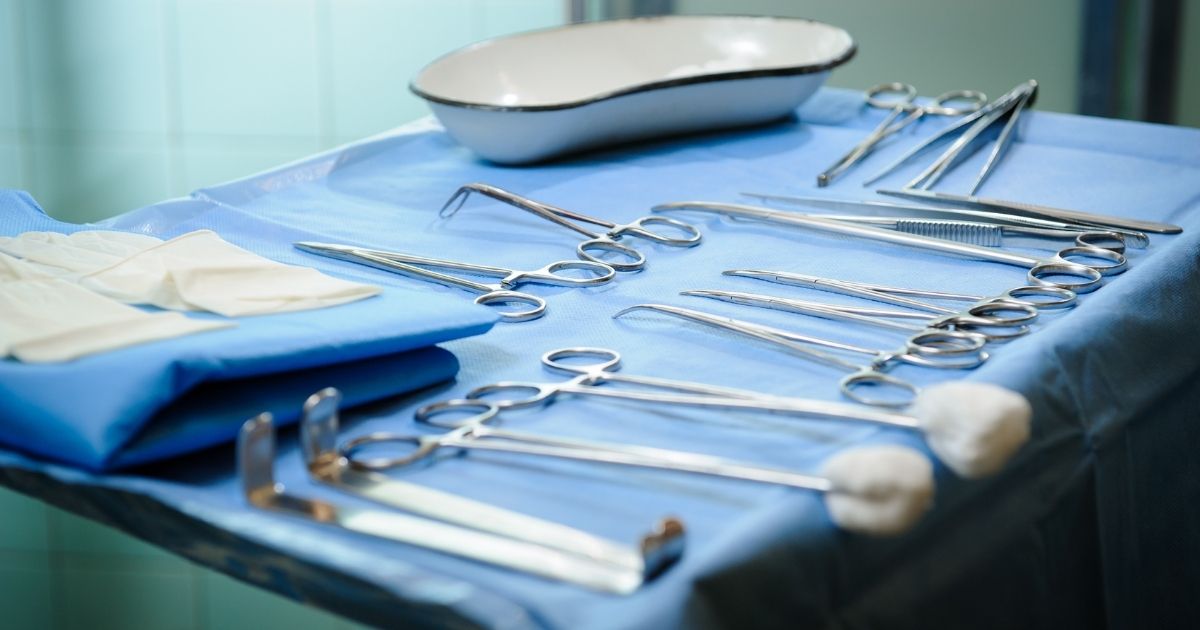 medical instruments prepared for surgery