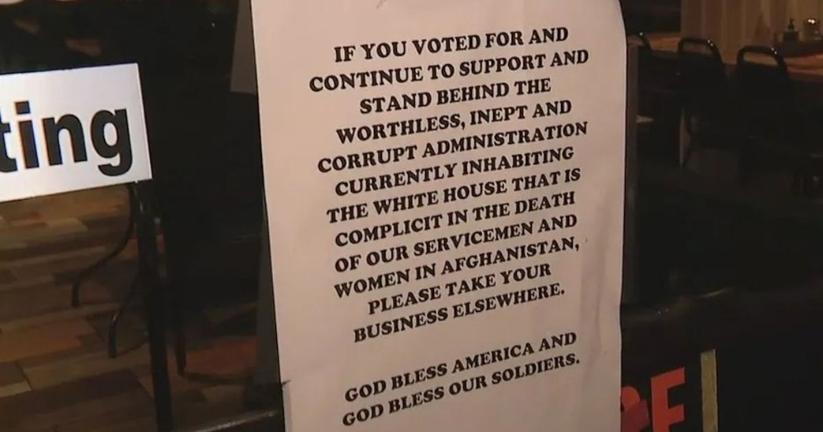 A Florida restaurant is garnering attention after the owner posted a message to supporters of President Joe Biden on the front door, encouraging them to take their business elsewhere.