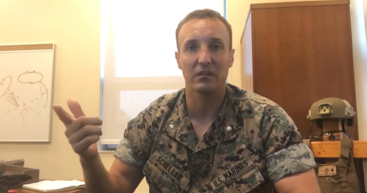 Marine Lt. Col. Stuart Scheller, pictured in an August video that blasted the botched withdrawal from Afghanistan.