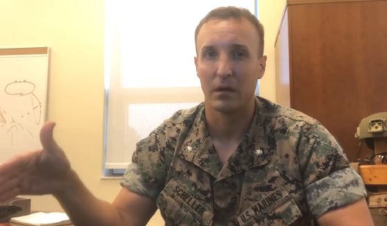 Marine Lt. Col. Stuart Scheller, in a still from the YouTube video that got him relieved of his Marine post.