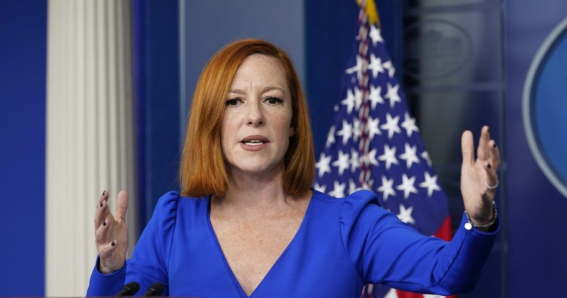 White House press secretary Jen Psaki speaks during the daily briefing at the White House in Washington, Wednesday.