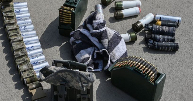 Ammunition is pictured lying on the ground at the airport in Kabul, Afghanistan, on Aug. 31, 2021, after the U.S. had pulled all its troops out of the country.