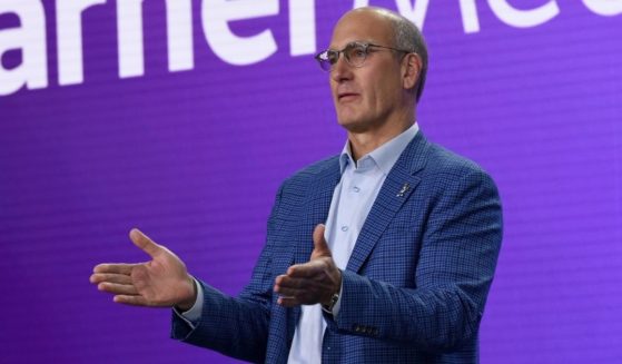 AT&T CEO John Stankey speaks at an event at Warner Bros. Studios on Oct. 29, 2019, in Burbank, California.