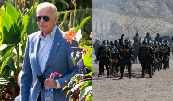 President Joe Biden, left, leaves after breakfast in Wilmington, Delaware on Sunday. Border patrol agents go through training to help them prepare for work along the border of Texas and New Mexico in January.