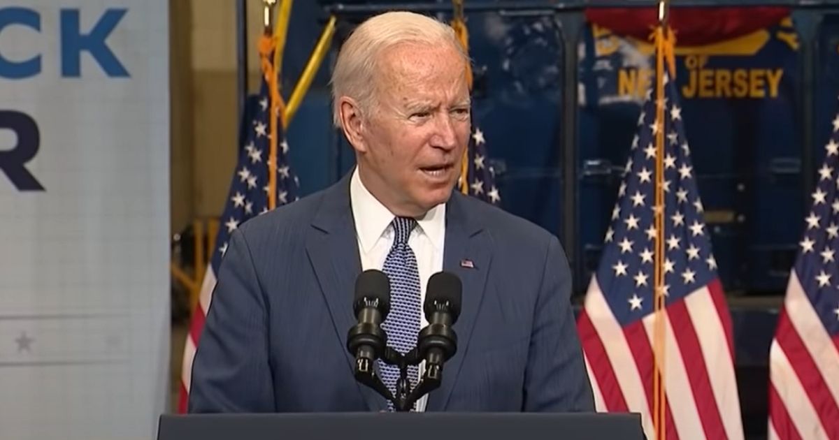 President Joe Biden speaks in Kearny, New Jersey, on Monday.