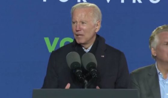President Joe Biden speaks during a campaign event for fellow Democrat Terry McAuliffe on Tuesday in Arlington, Virginia.