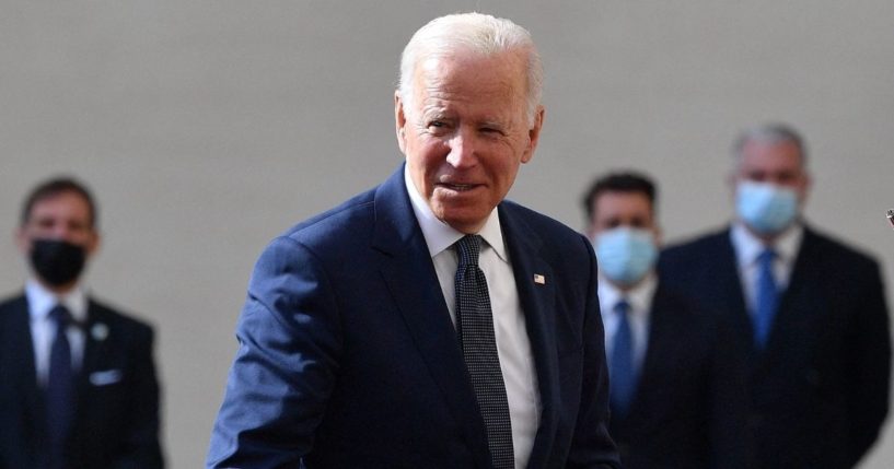 President Joe Biden arrives at San Damaso courtyard in The Vatican on Friday for a private audience with the pope, ahead of an upcoming G20 summit of world leaders to discuss climate change, COVID-19 and the post-pandemic global recovery.
