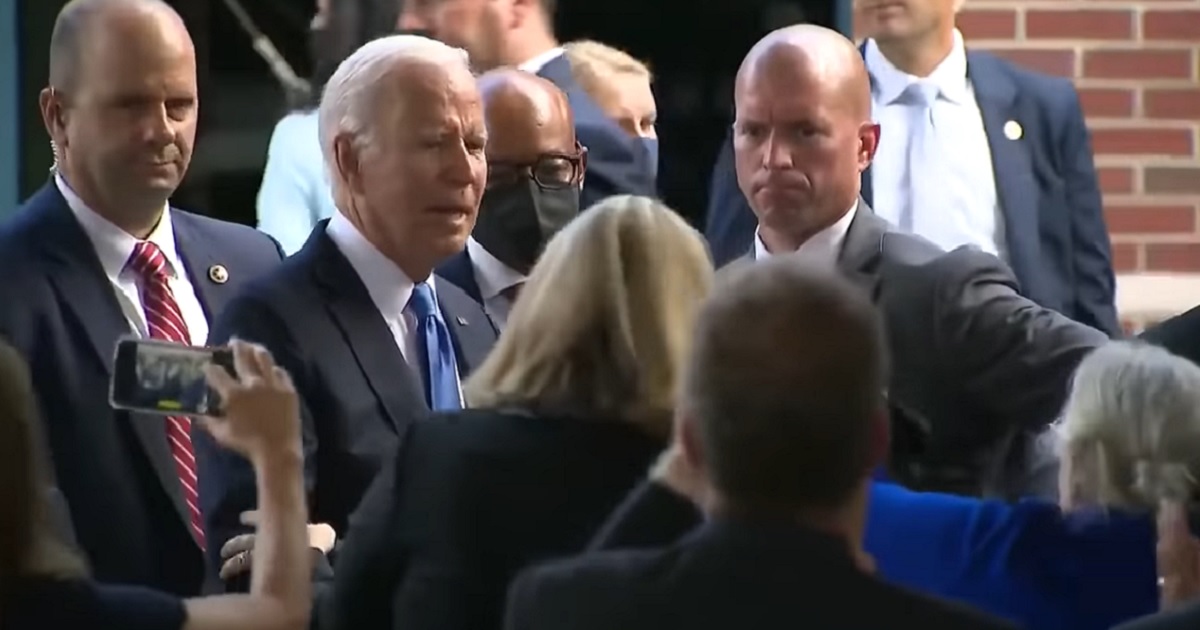 President Joe Biden shows evident distress after realizing he'd forgotten a mask during an appearance in Connecticut on Friday.