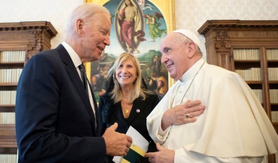 President Joe Biden meets with Pope Francis at the Apostolic Palace in Vatican City on Friday.
