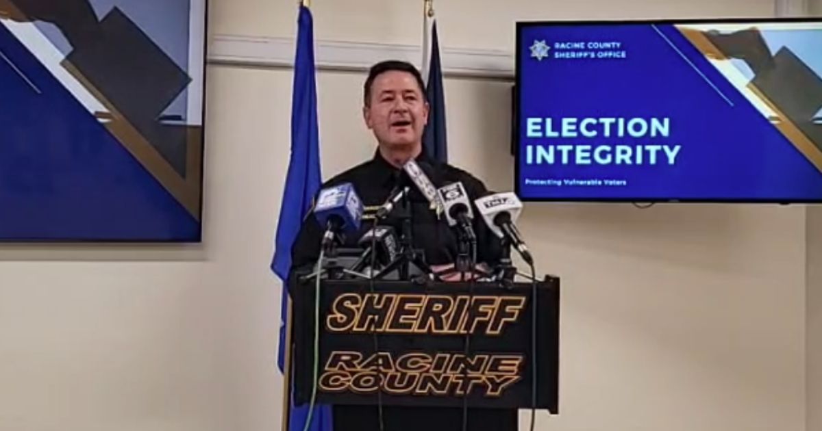 Sheriff Christopher Schmaling of Racine County, Wisconsin, speaks at a news conference following an investigation into voter fraud.