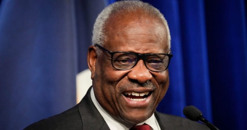 Supreme Court Justice Clarence Thomas speaks at the Heritage Foundation on Oct. 21 in Washington, D.C.