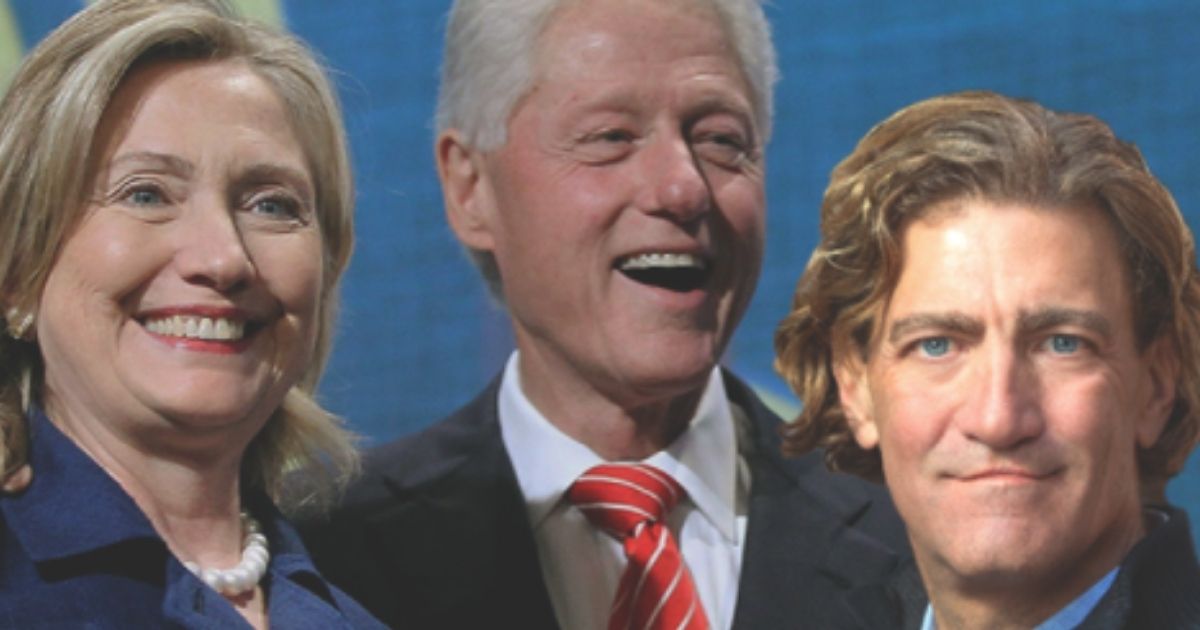 Hillary and Bill Clinton, left and middle, pictured with investor Steve Bachar, right.