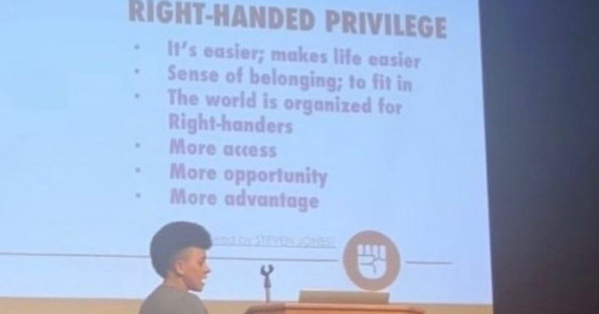 Christina Parle, whom Newsweek described as a left-wing activist and an instructional designer for the company Social Responsibility Speaks, gave a presentation on right-handed privilege Oct. 18 at University of North Carolina, Chapel Hill.