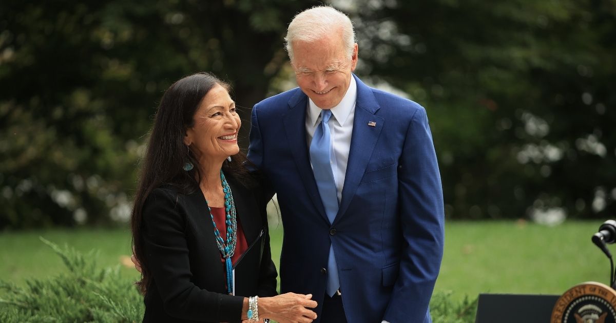 President Joe Biden and Secretary of the Interior Deb Haaland announce the expansion of three national monuments at the White House on Friday in Washington, D.C.