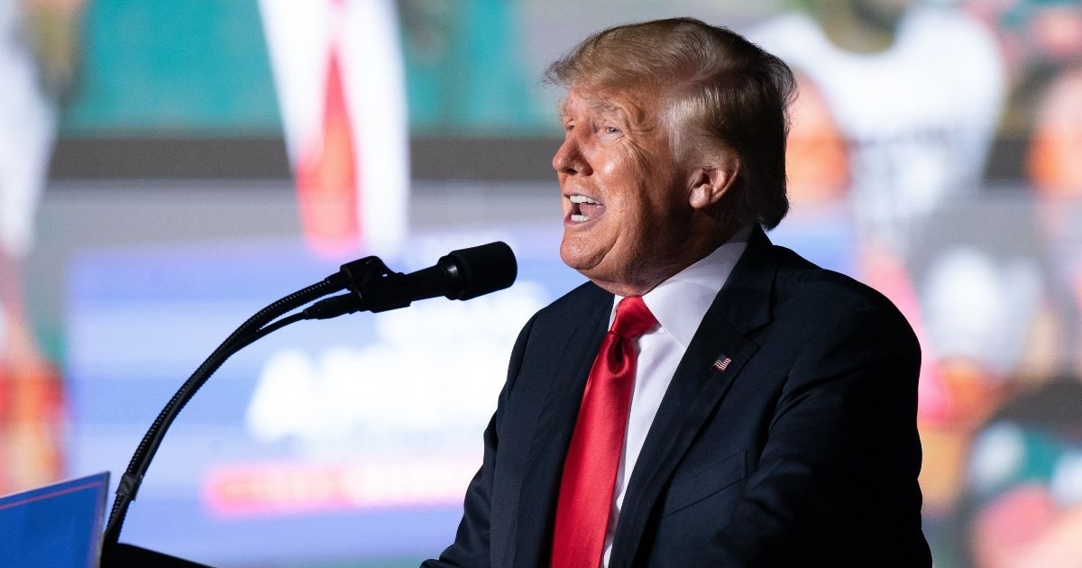 Former President Donald Trump speaks at a rally on Sept. 25, 2021, in Perry, Georgia.