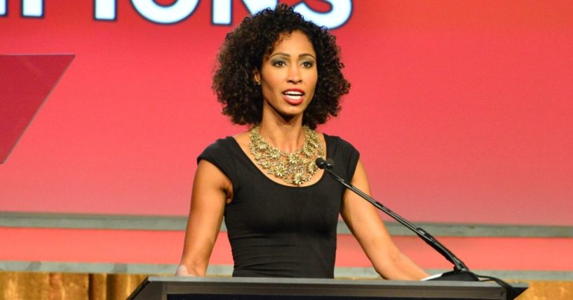 ESPN's Sage Steele hosts the CoachArt Gala Of Champions at The Beverly Hilton Hotel on Oct. 16, 2014, in Beverly Hills, California.