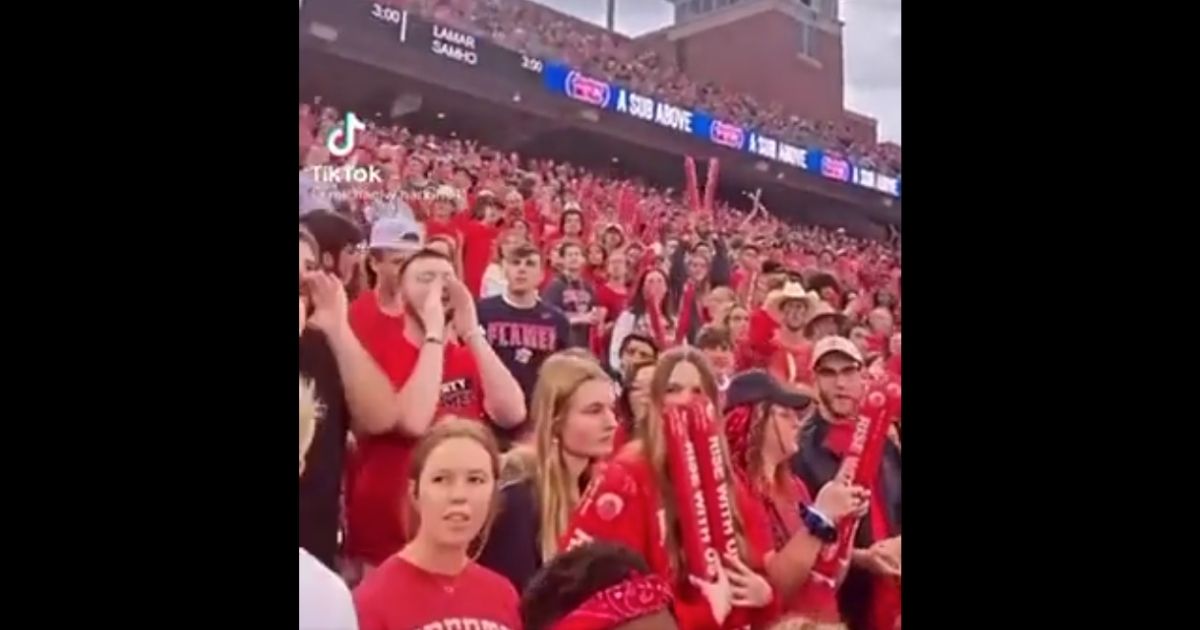 Students at Liberty University chant "Let's go Brandon!" during a game against Middle Tennessee.