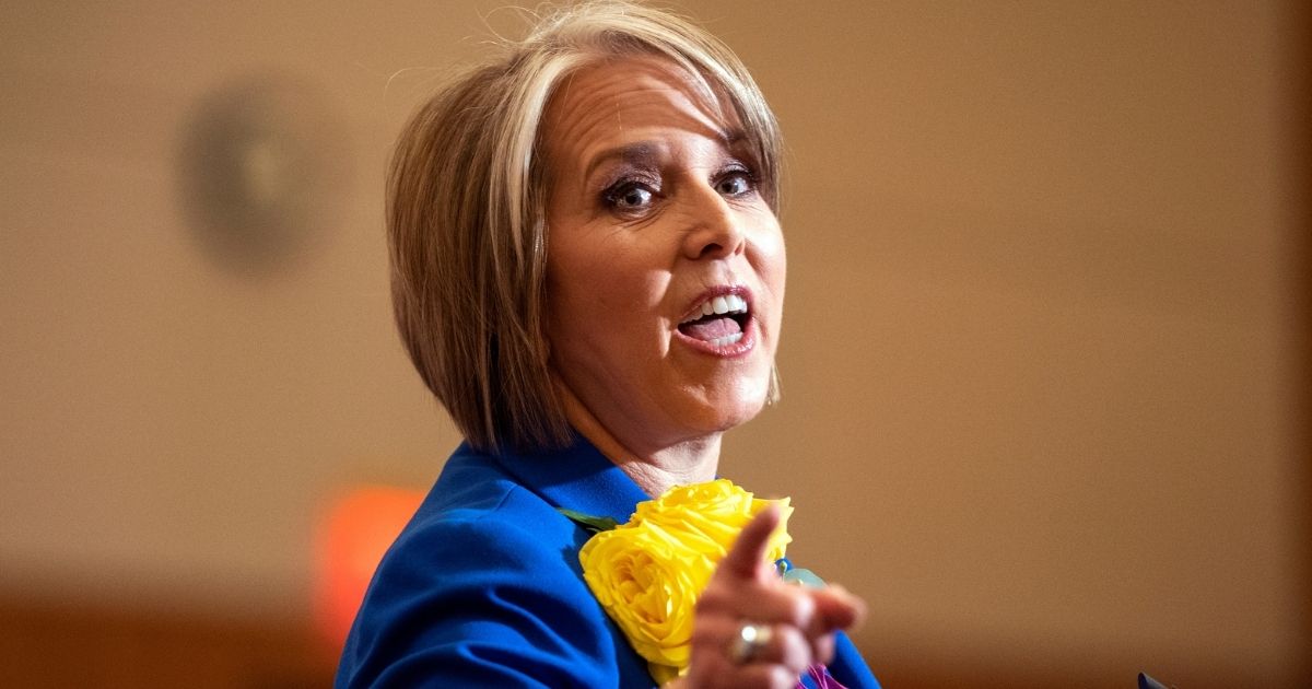 New Mexico Gov. Michelle Lujan Grisham speaking at the State of the State address in Santa Fe on Jan. 21, 2020.