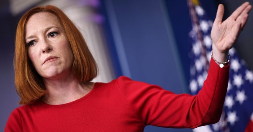 White House press secretary Jen Psaki speaks during a news briefing at the White House on Tuesday in Washington, D.C.