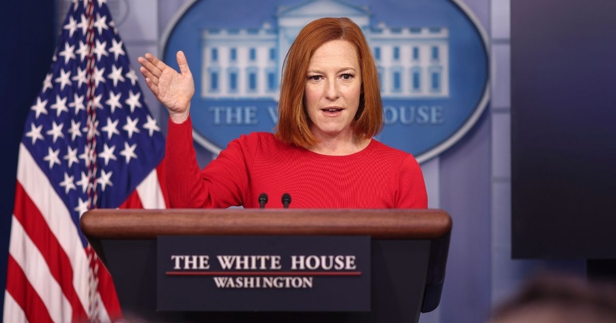 White House press secretary Jen Psaki speaks during a news briefing at the White House on Tuesday in Washington, D.C