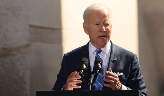 President Joe Biden delivers remarks near the Tidal Basin on the National Mall on Oct. 21 in Washington, D.C.
