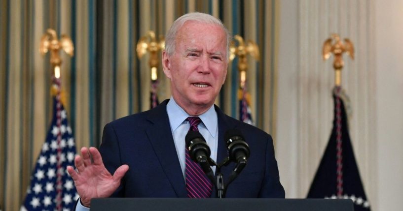President Joe Biden delivers remarks on the debt ceiling from the State Dining Room of the White House on Monday.