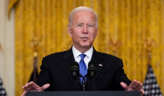 President Joe Biden speaks about supply chain bottlenecks at the White House on Wednesday.