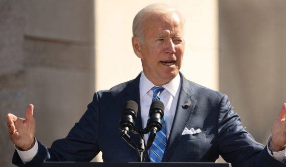 President Joe Biden delivers remarks during the 10th-anniversary celebration of the Martin Luther King Jr. Memorial near the Tidal Basin on the National Mall on Thursday in Washington, D.C.