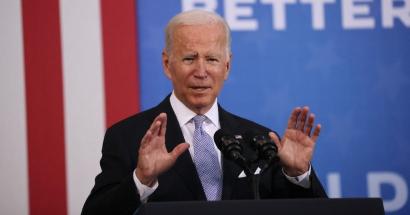 President Joe Biden speaks at an event at the Electric City Trolley Museum in Scranton, Pennsylvania, on Wednesday.