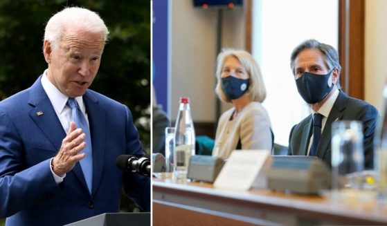 President Joe Biden speaks on the North Lawn of the White House on Friday in Washington, D.C. U.S. Secretary of State Antony Blinken, right, takes part in a meeting of the Organization for Economic Cooperation and Development in Paris on Wednesday.